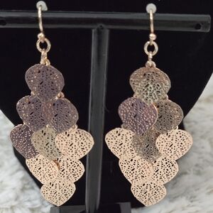 Rose Gold Filigree Chandelier Dangle Earrings